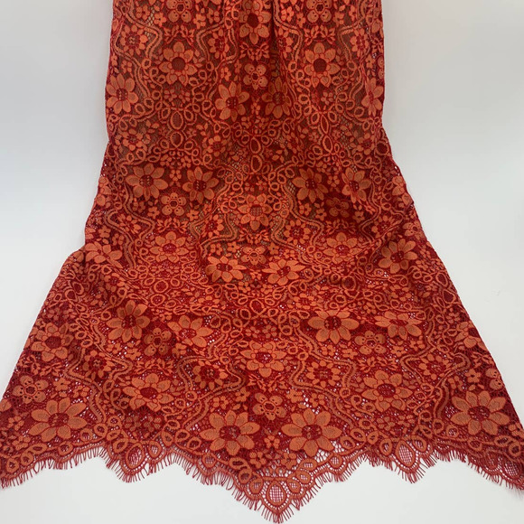 For Love & Lemons Gianna Midi Dress in Red Rust Lace - Picture 14 of 16